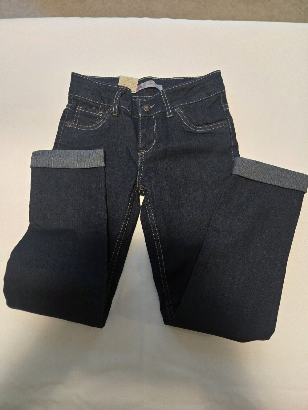 Levi Girls Indigo Skinny Jeans with Rolled Cuffs